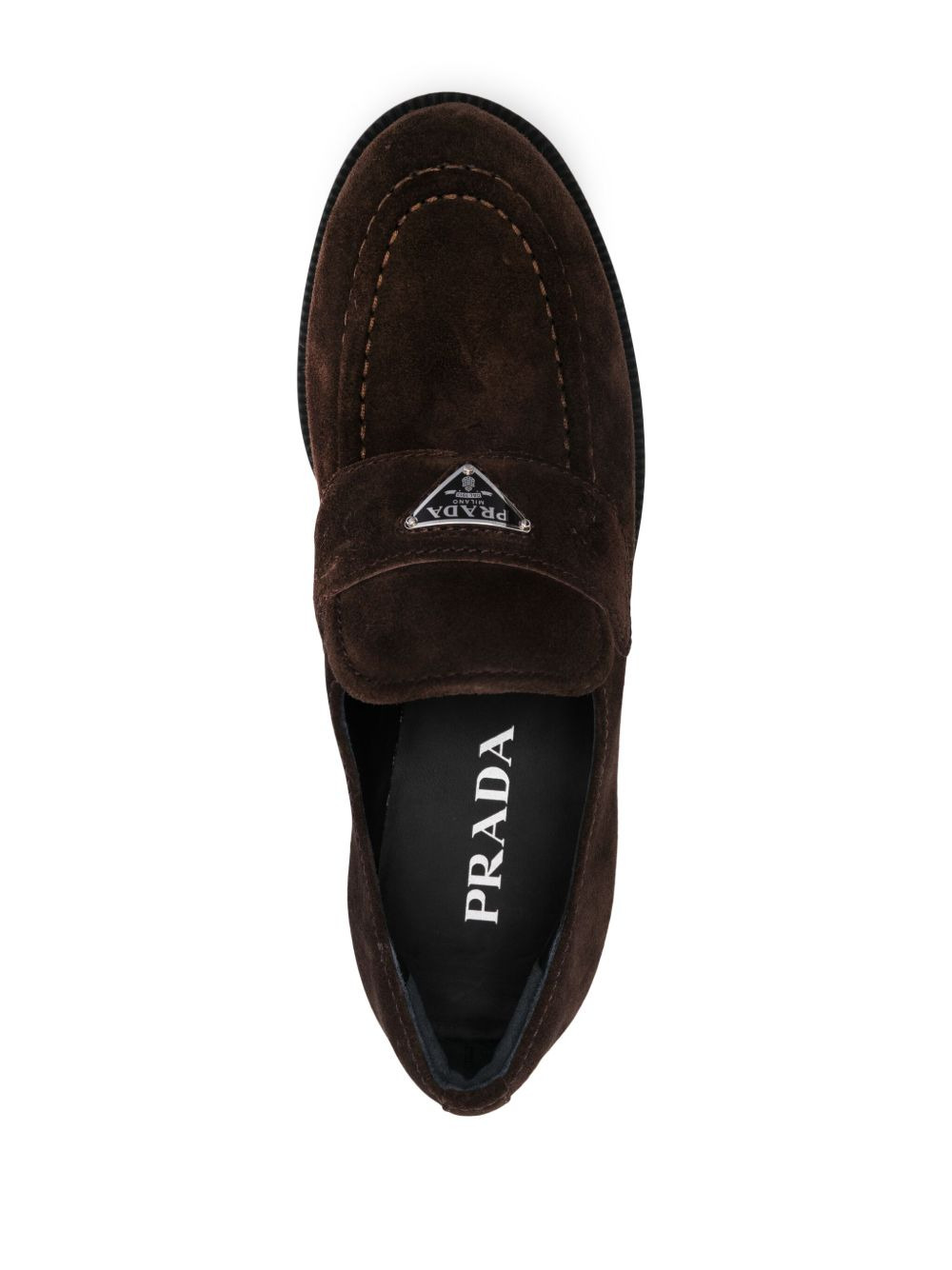 enamel triangle-logo suede loafers - 4