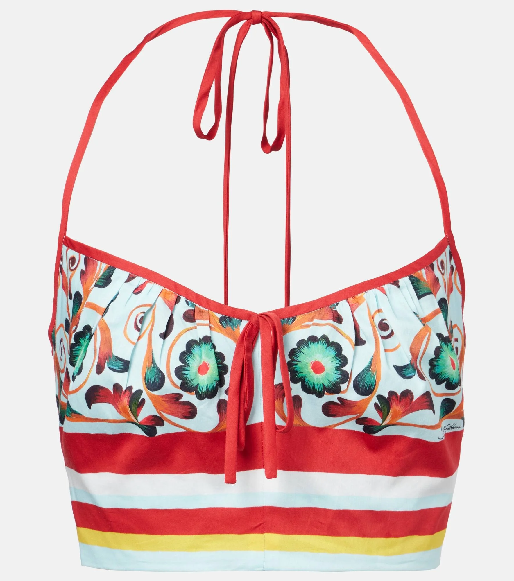Printed halterneck cotton crop top - 1