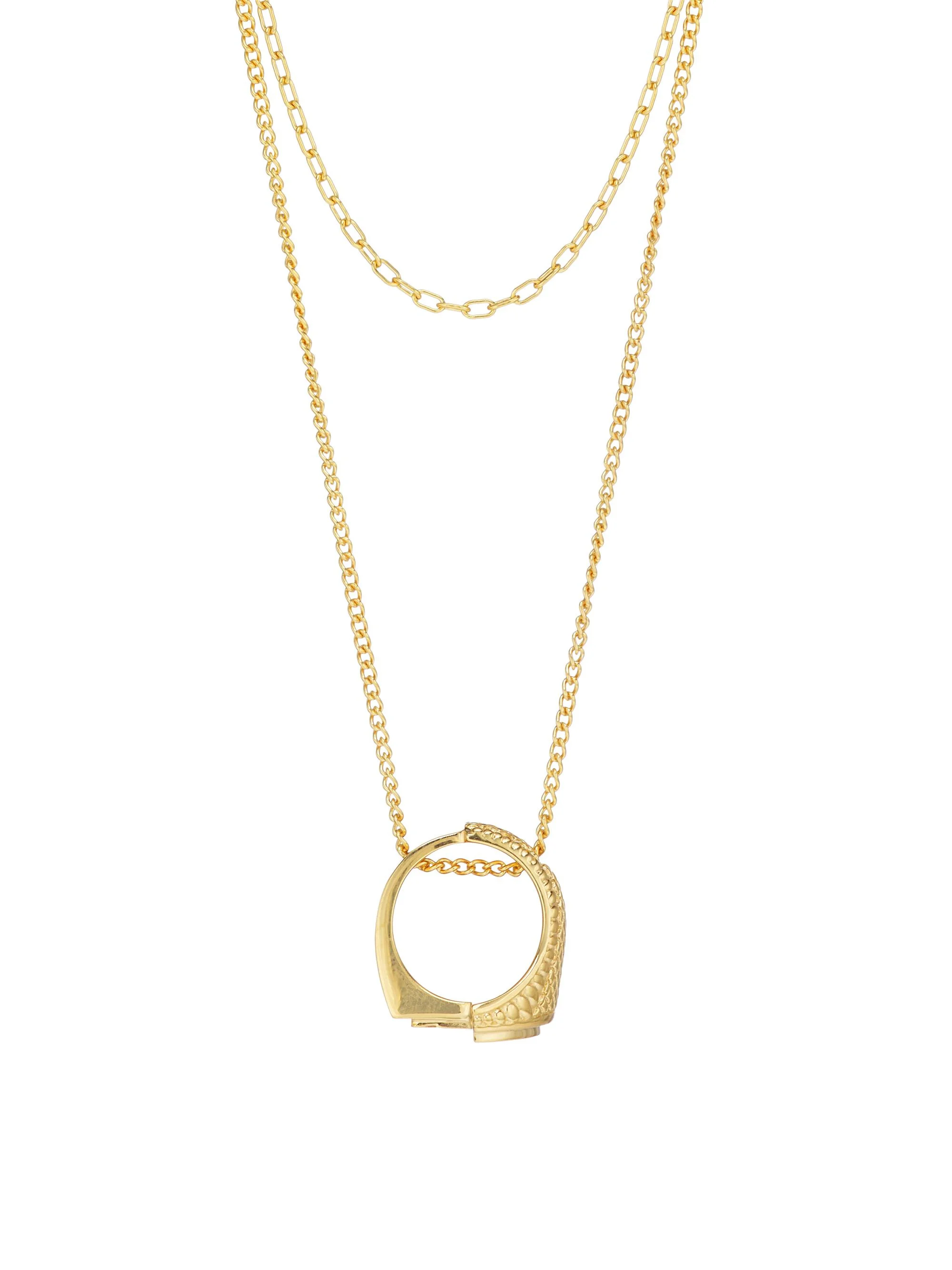 Men 18k Goldplated Sterling Silver "Misfit Ring" Necklace - Gold - 1