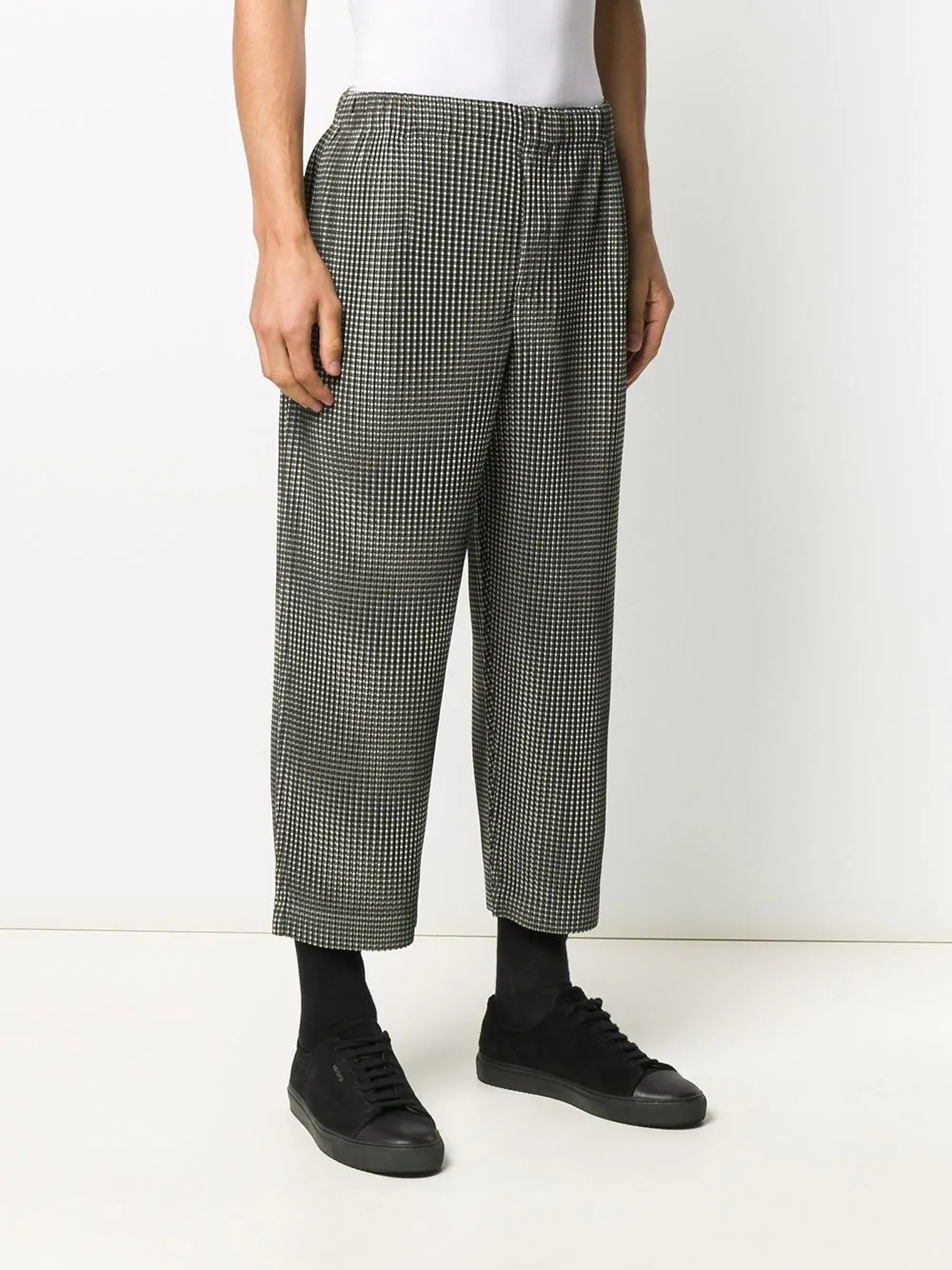 checked cropped trousers - 3