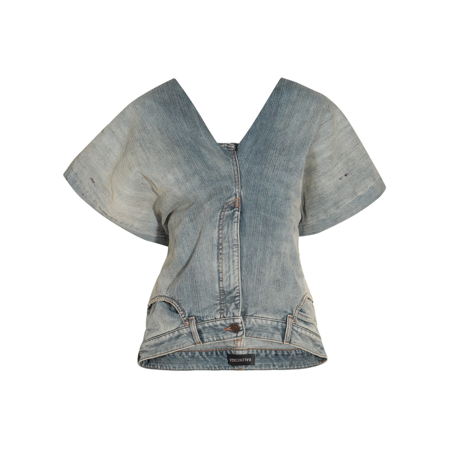 BLUE COTTON DENIM TOP - 1