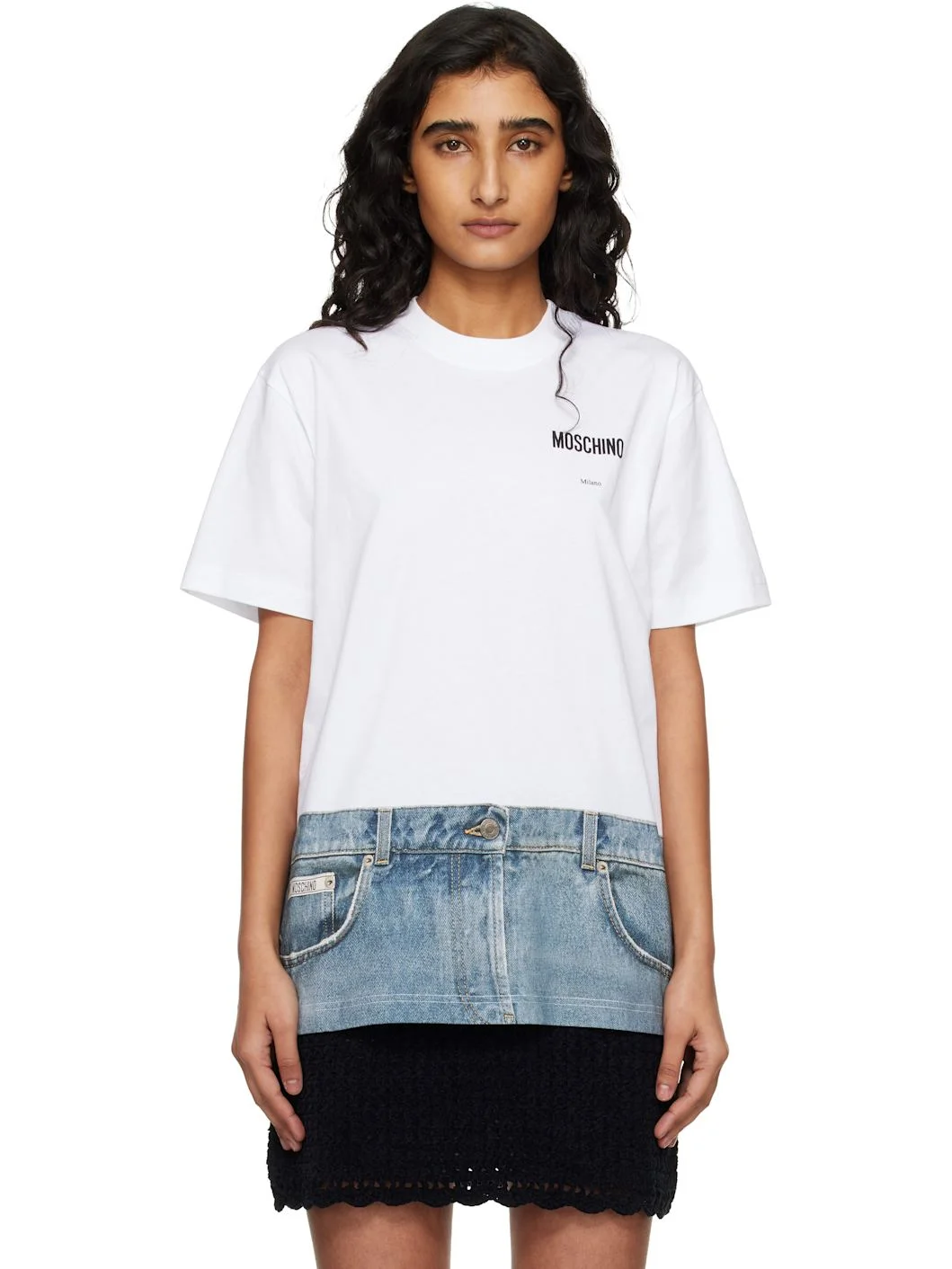 White Printed Organic Cotton Jersey T-shirt - 1