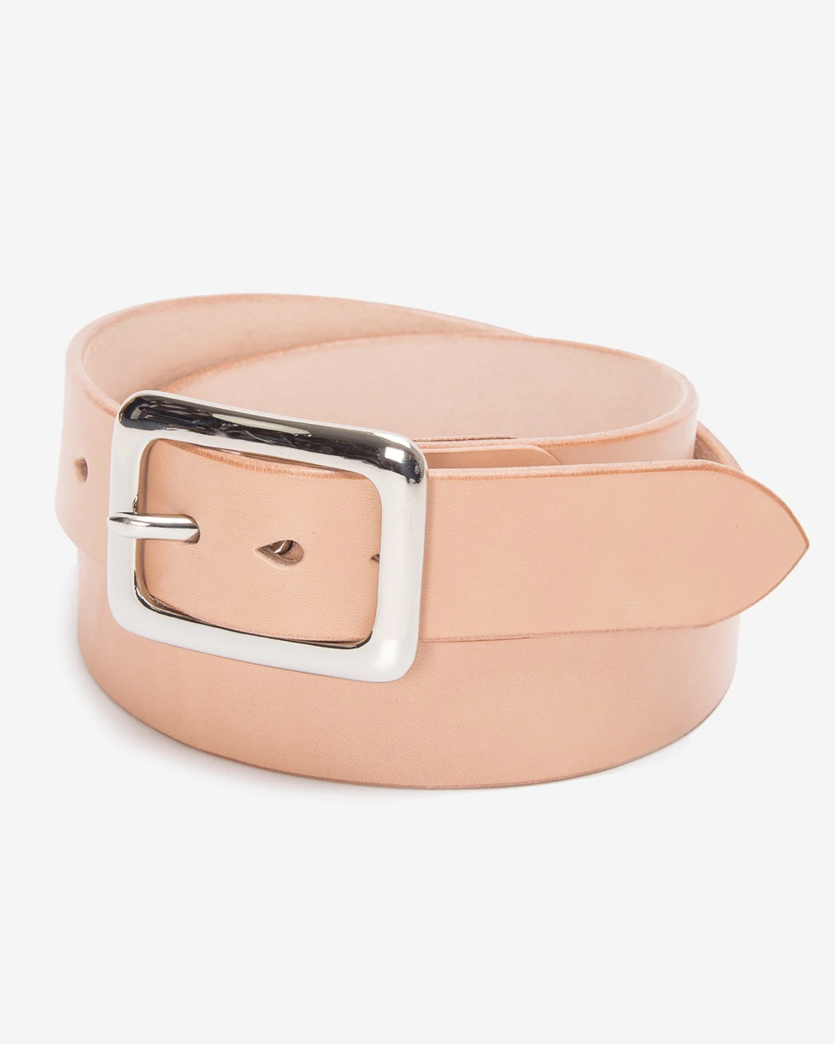 HEAVY DUTY "TOCHIGI" LEATHER BELT WITH NICKEL PLATED GARRISON BUCKLE - NATURAL - 1