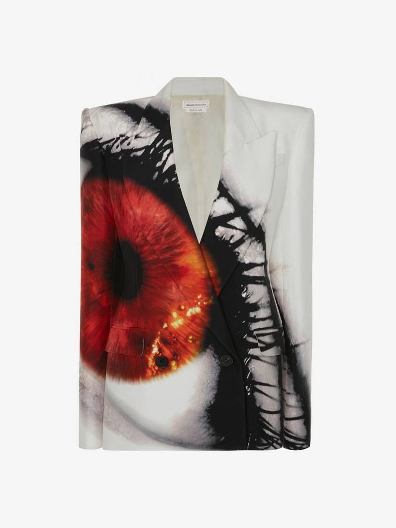 Alexander McQueen Women's Iris Double-breasted Jacket in White/amber outlook