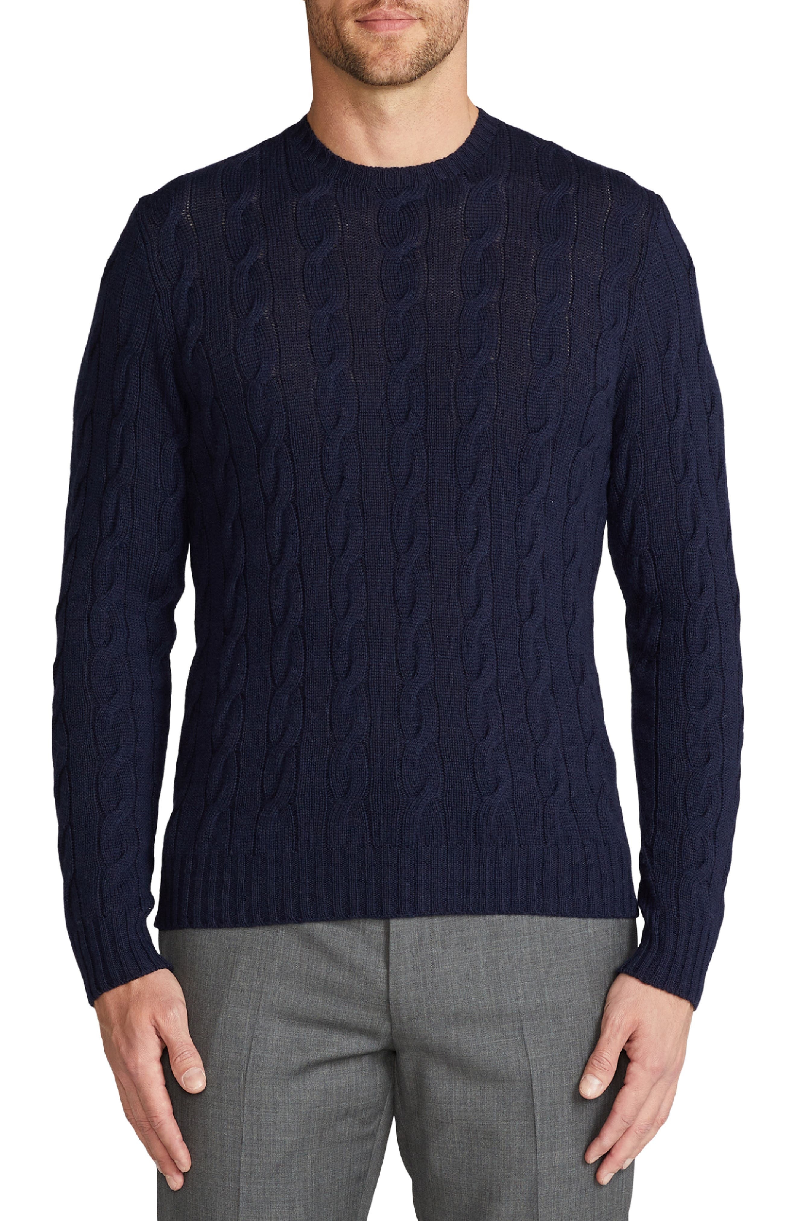 Cable Stitch Cashmere Crewneck Sweater - 1