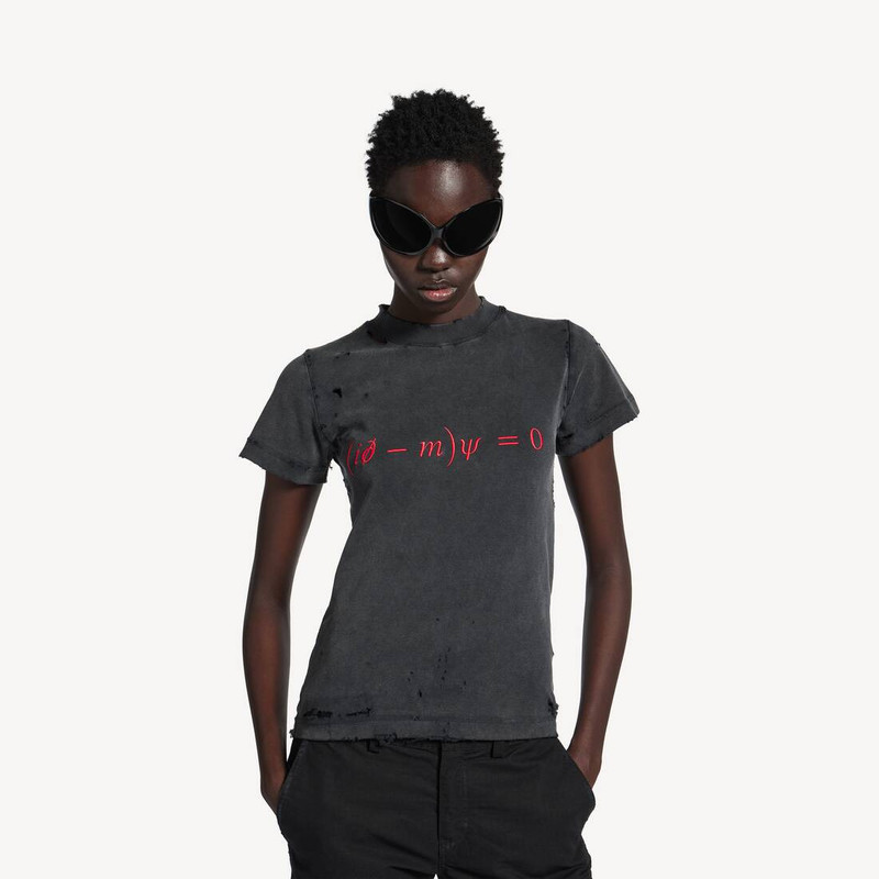 Women's Dirac Equation Fitted T-shirt in Washed Black/red 5