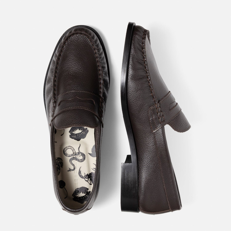 Ezra Chestnut Pebble Pleated Penny Loafer - Men's 5