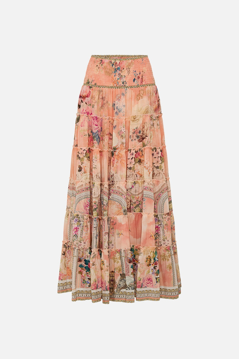 SHIRRED WAIST TIERED CIRCLE SKIRT 1