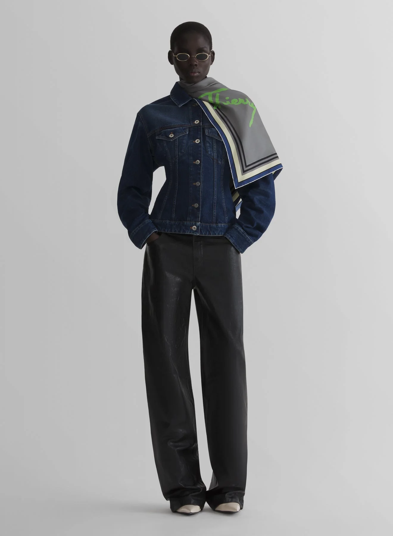 washed hourglass round denim jacket - 1