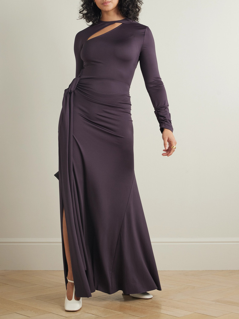 Victoria Beckham Tie-detailed Gathered Cut-out Stretch-jersey Gown outlook