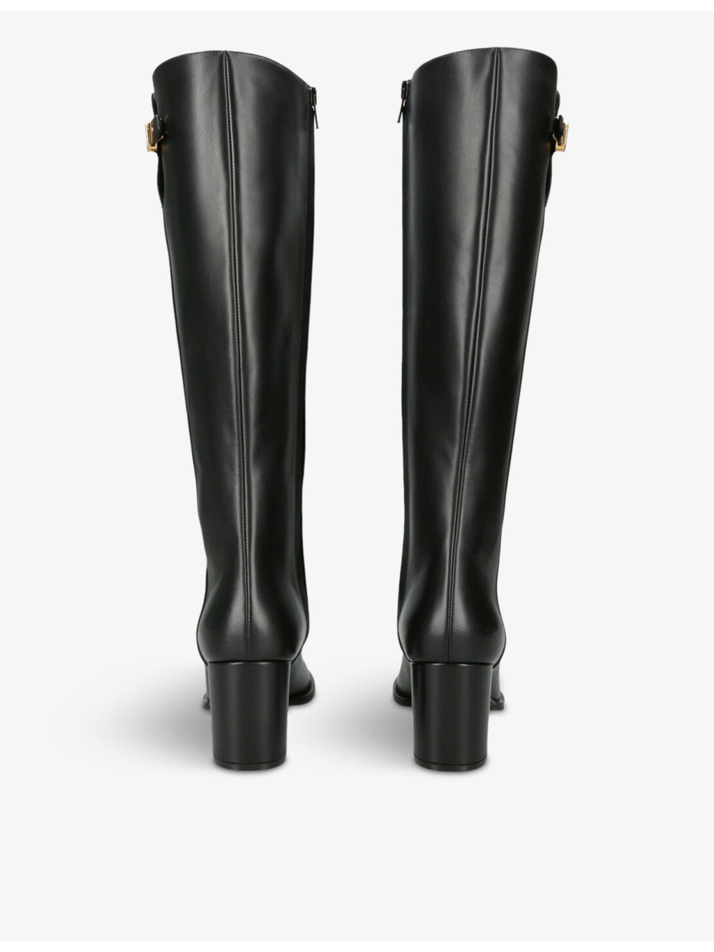 VLogo brand-plaque leather heeled knee-high boots - 3