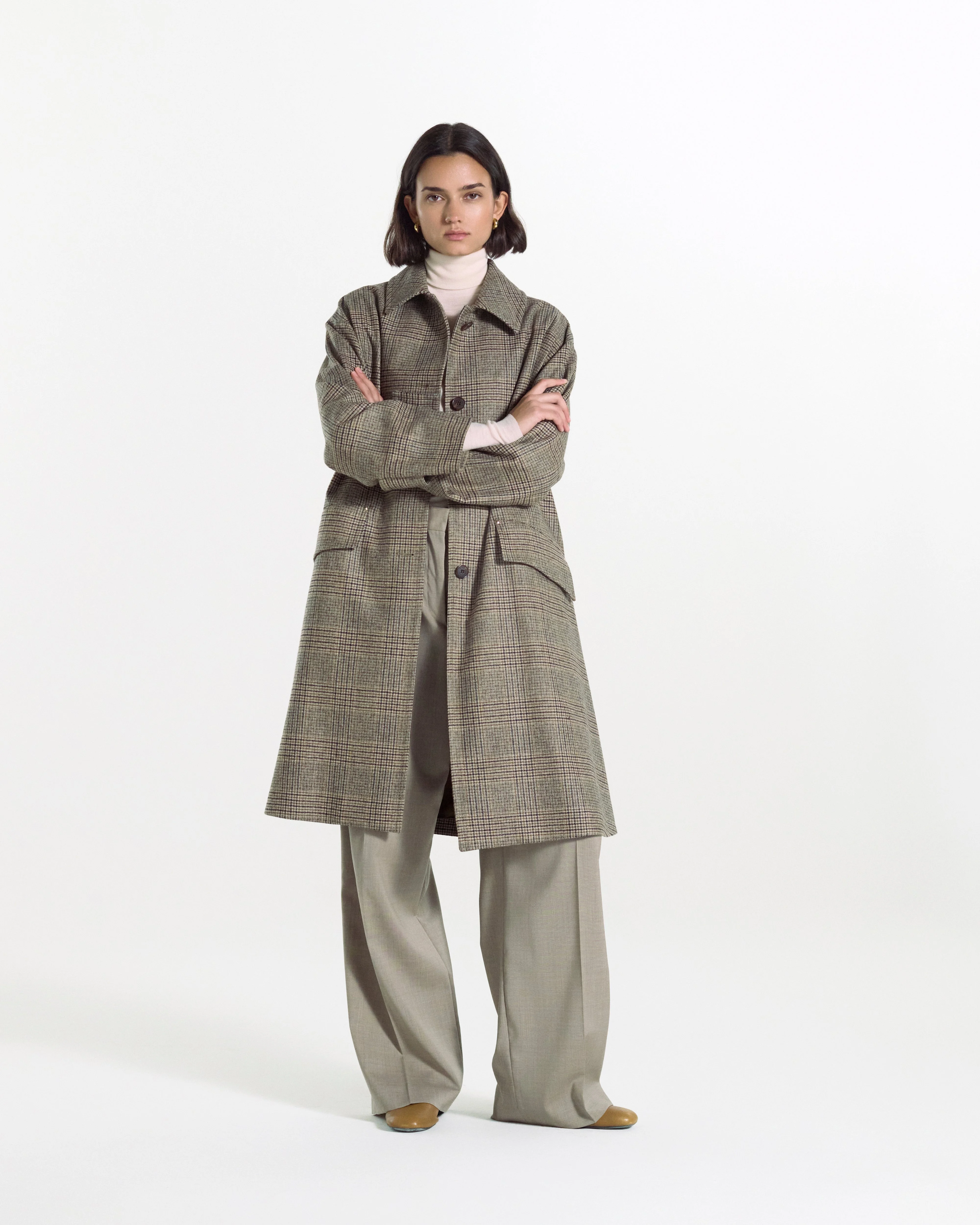 Humbie Slim Long Wool Glencheck Coat - 1