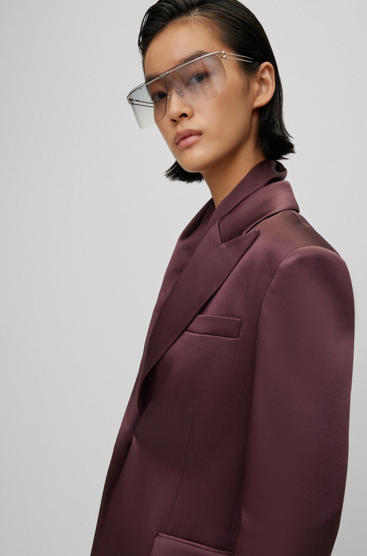 SINGLE-BREASTED BLAZER WITH SCARF DETAIL - 6