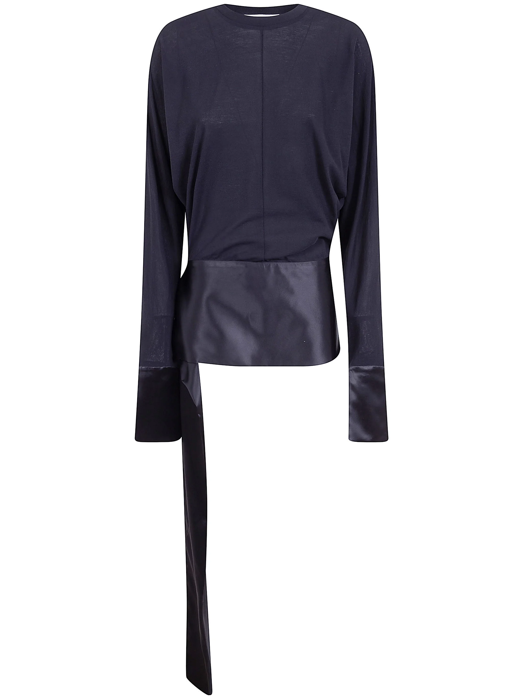 'Luna' Jersey Top With Dropped Satin Details - 1