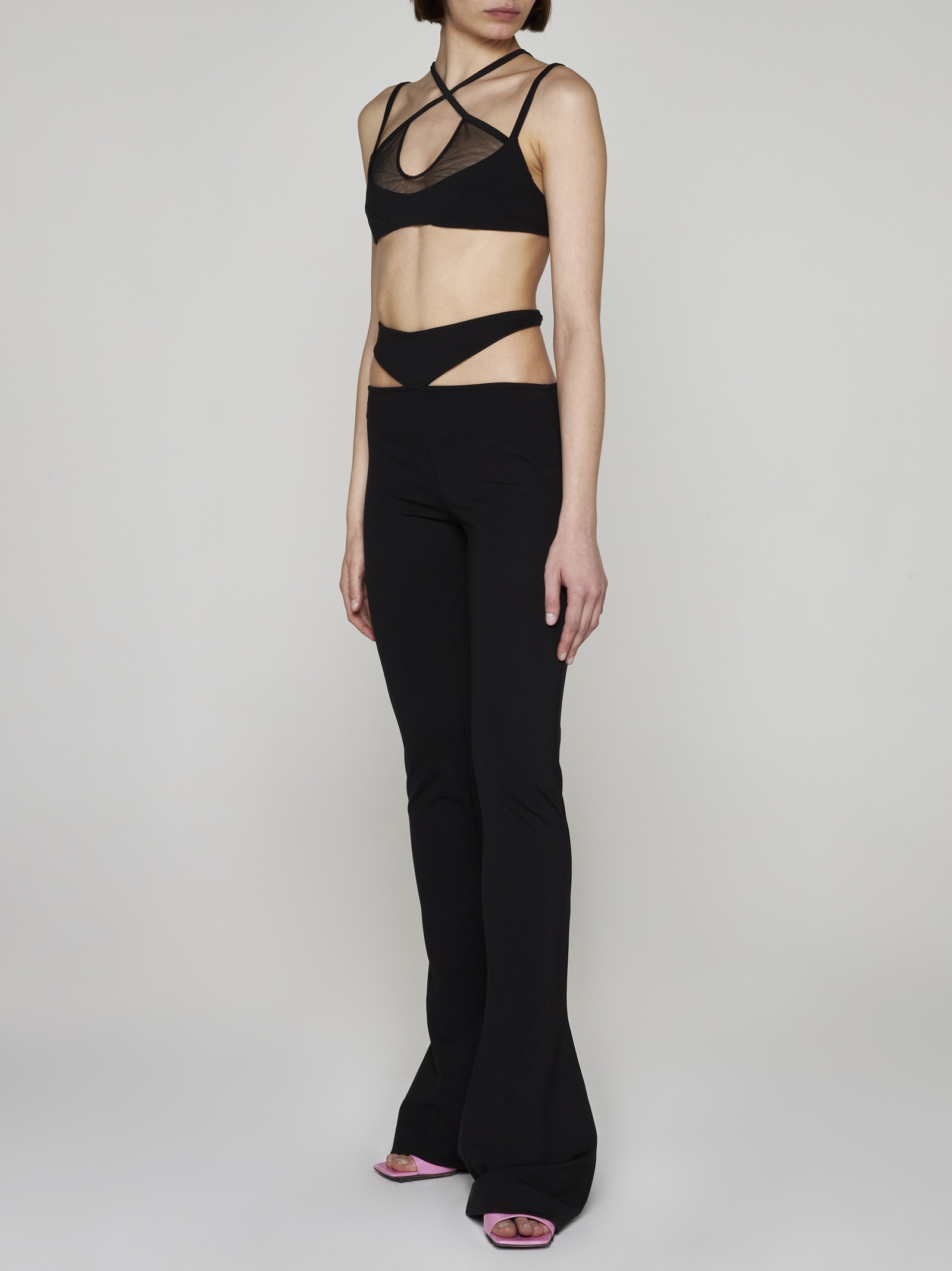 Tシャツ・カットソー THE ATTICO AMOS BRA IN COMPACT TECHNICAL JERSEY AND TULLE THE ATTICO Amos tulle and jersey bra | danielloboutique