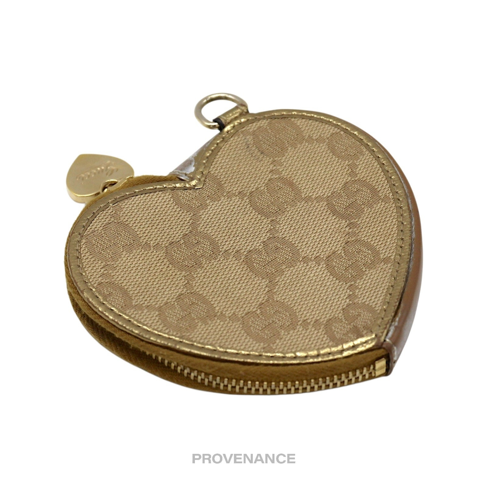 Gucci GG Canvas Coin Wallet - Bronze Heart Metallic - 3