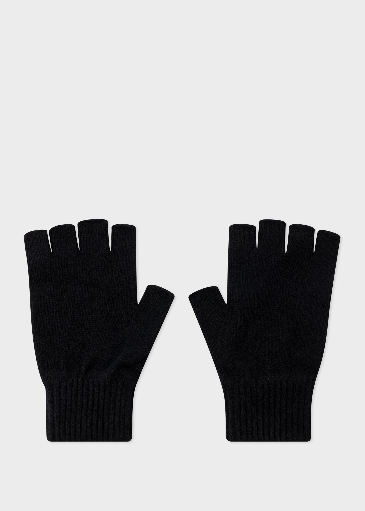 Black Fingerless Cashmere-Blend Gloves - 3