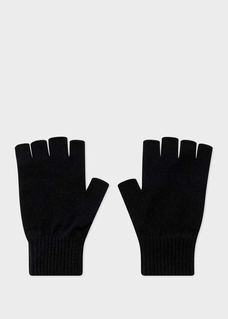 Black Fingerless Cashmere-Blend Gloves 3