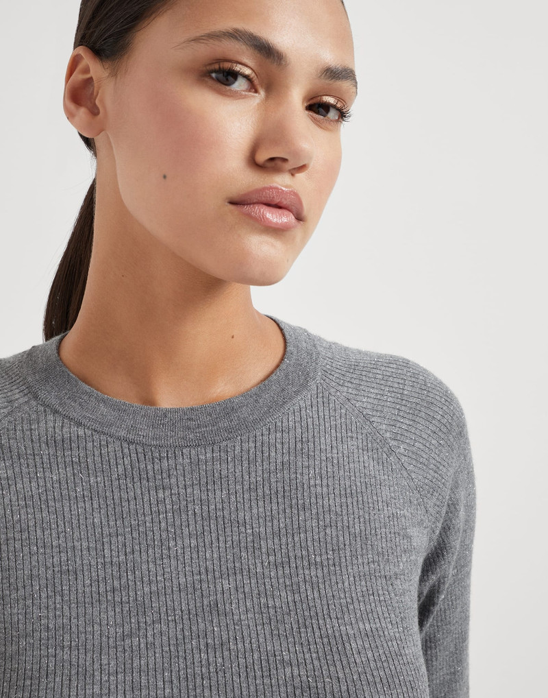 Sparkling cashmere rib knit sweater 3