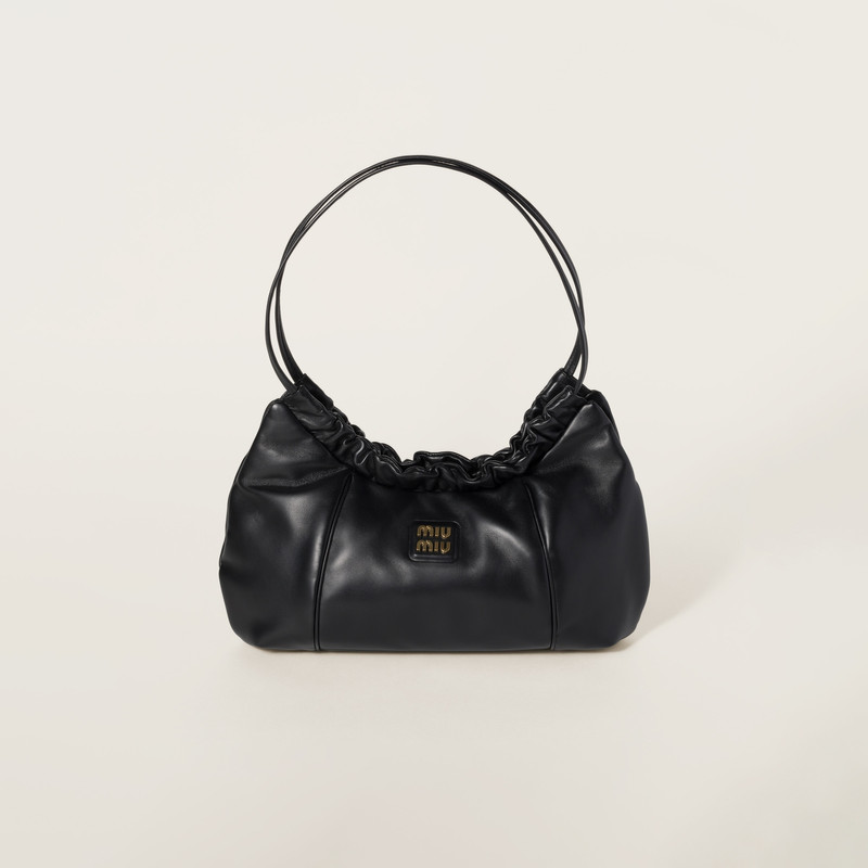 Nappa leather hobo bag with logo 1