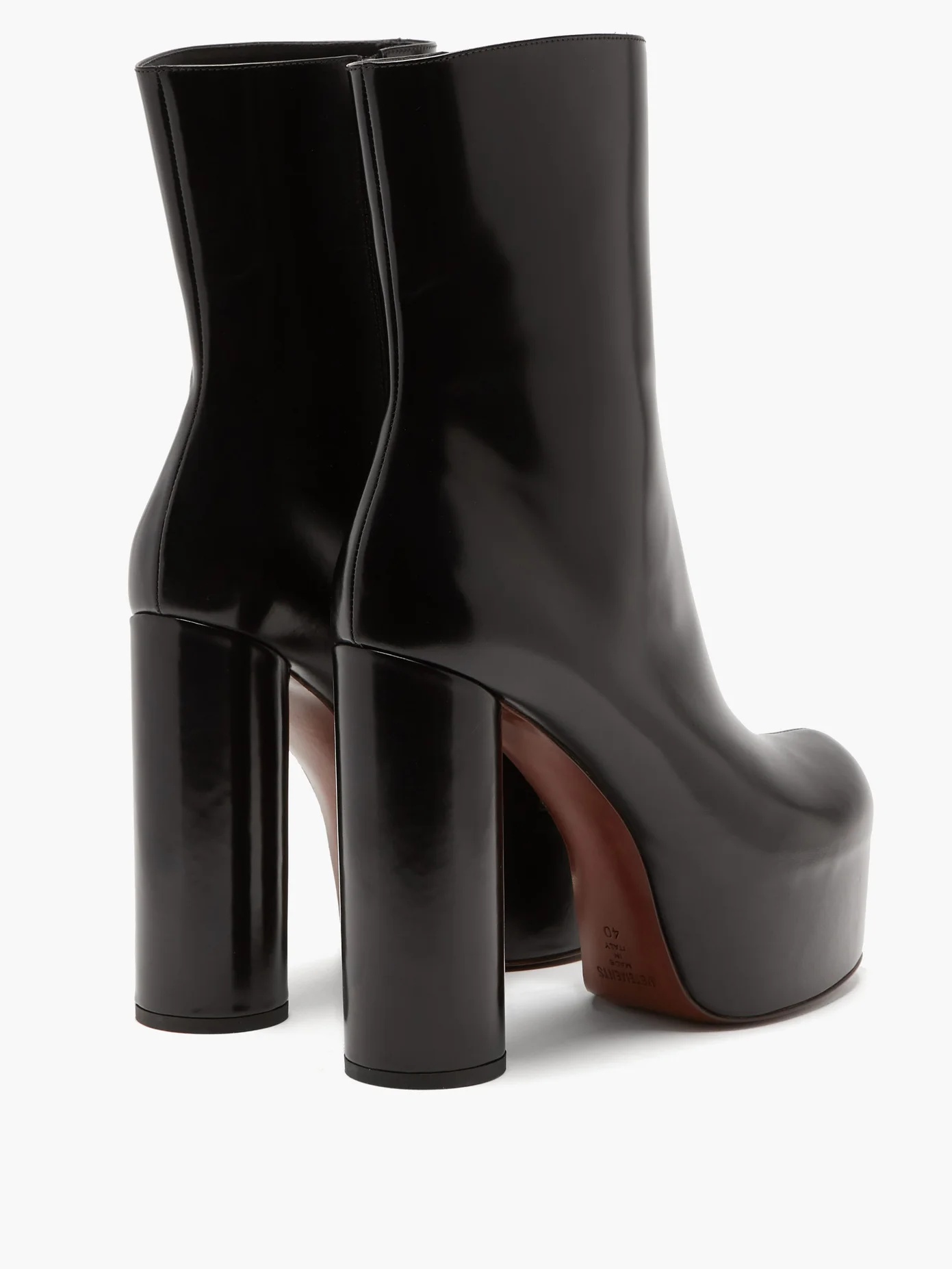 Platform heeled leather ankle boots - 4