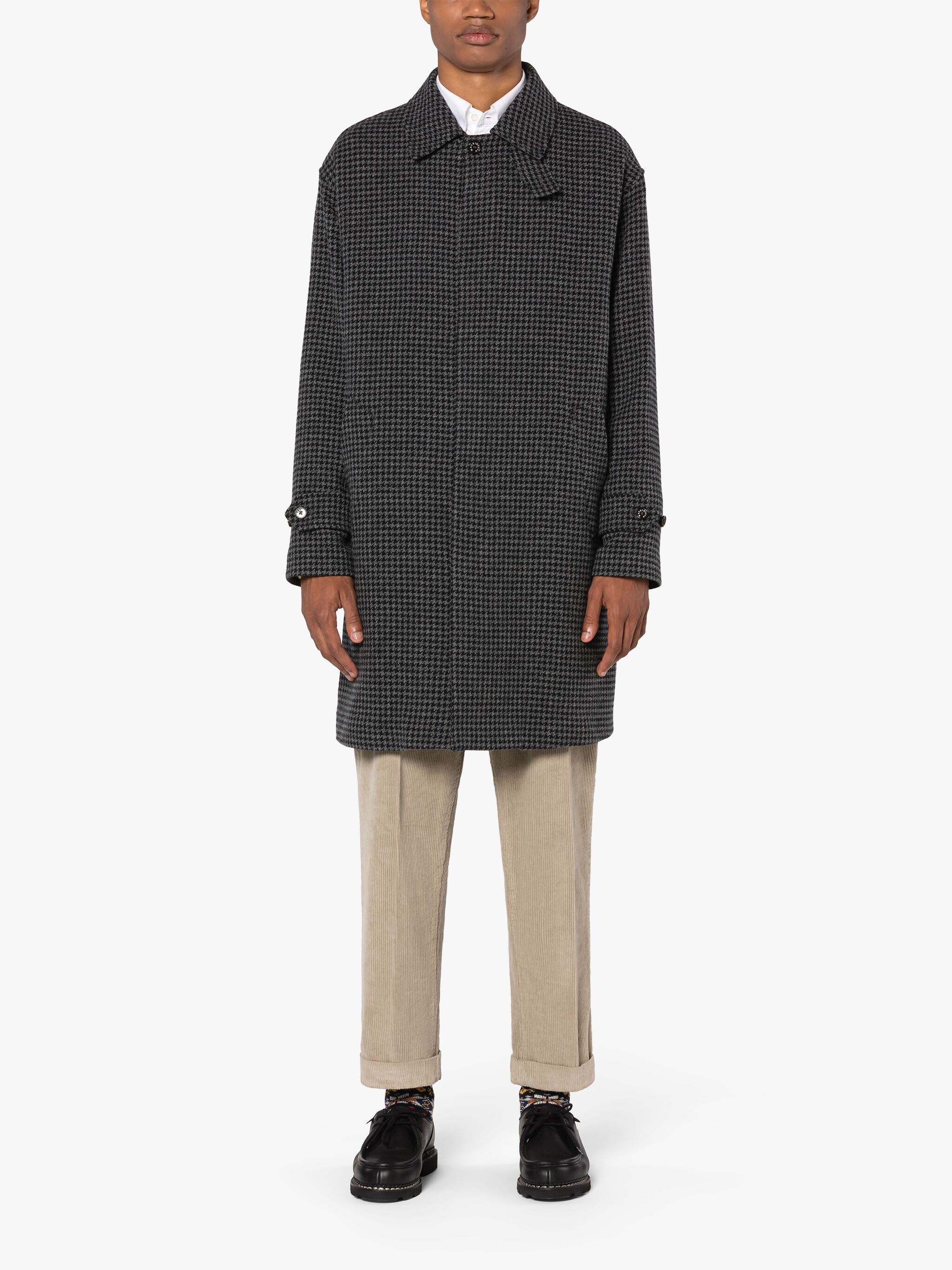 SOHO GREY HOUNDSTOOTH WOOL OVERCOAT - 3