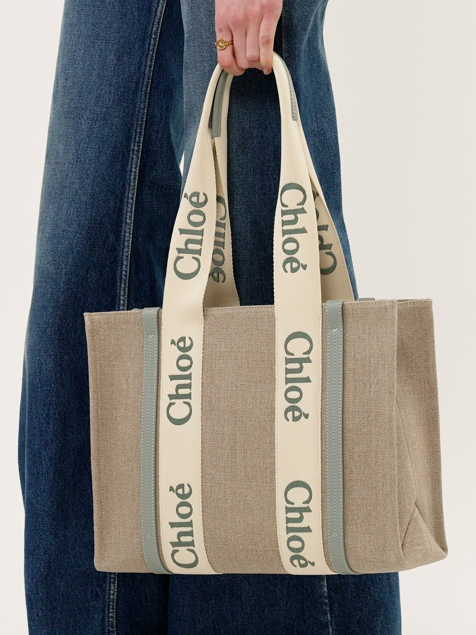 WOODY TOTE BAG IN LINEN - 4