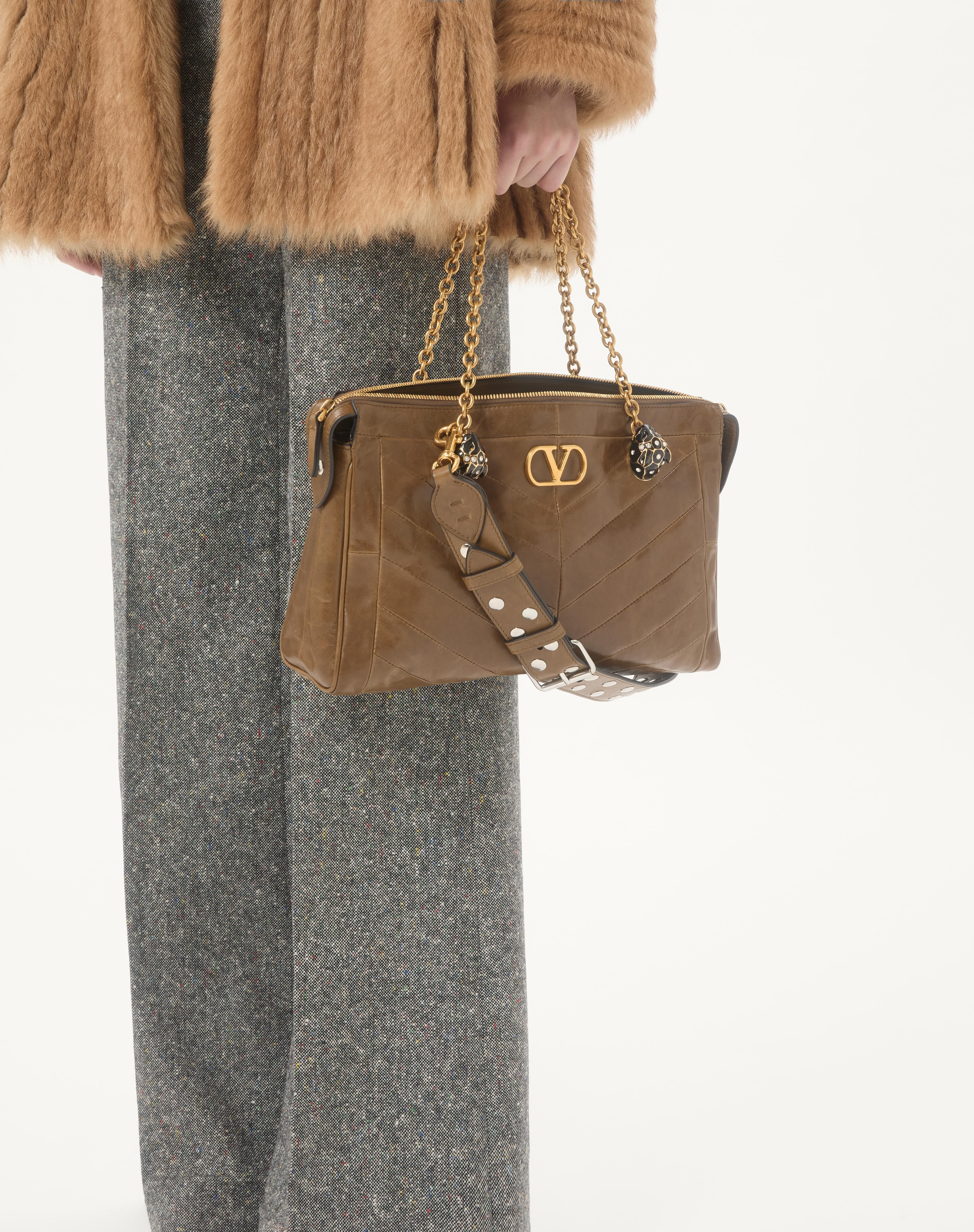 VALENTINO GARAVANI PANTHEA SHOULDER BAG IN NAPPA LEATHER WITH CHEVRON PATTERN - 7
