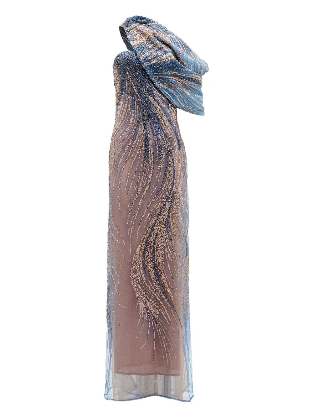 Rayo De Luna sequin draped gown - 1