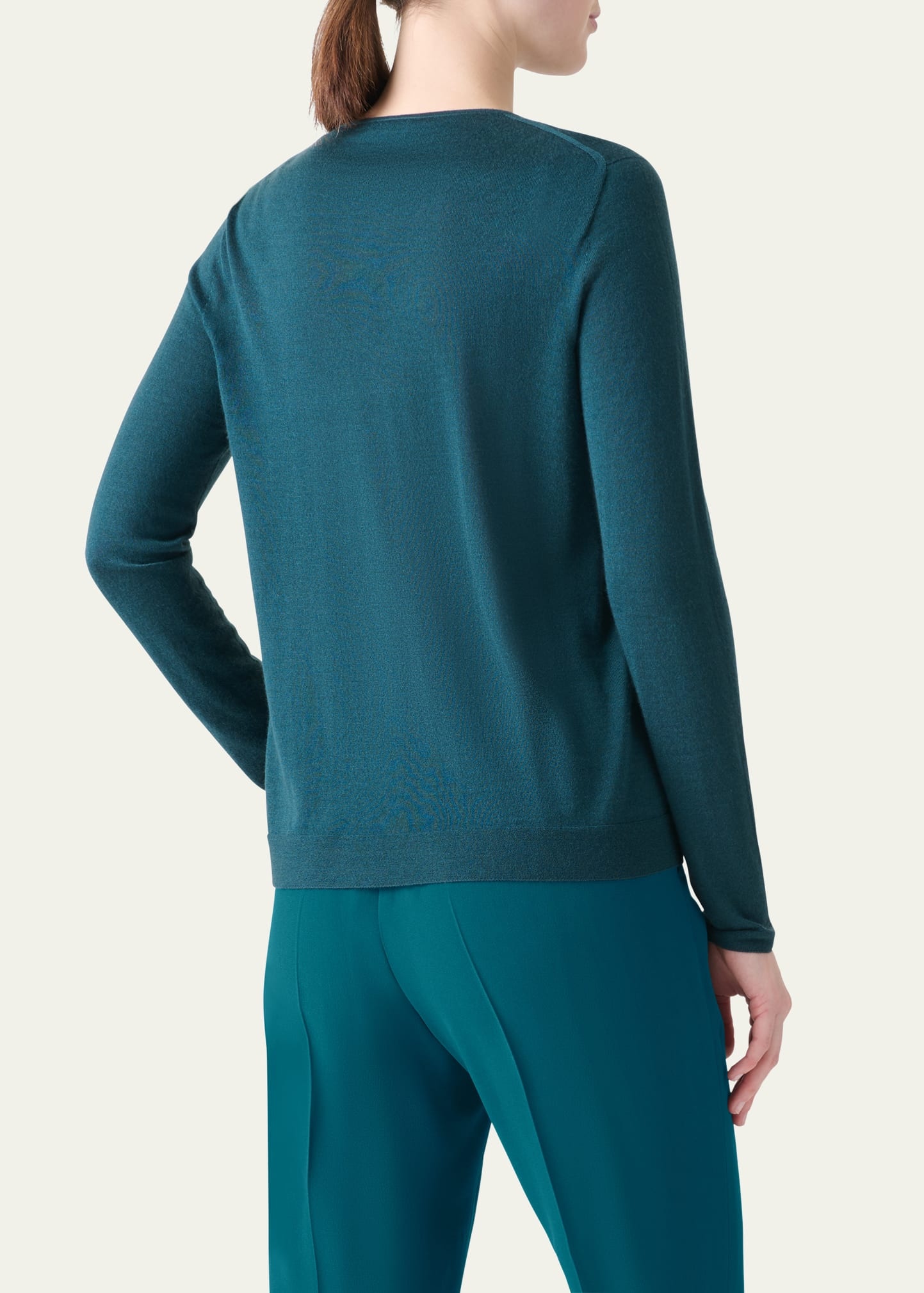 Cashmere-Silk Fine Gauge Seamless Knit Sweater - 3