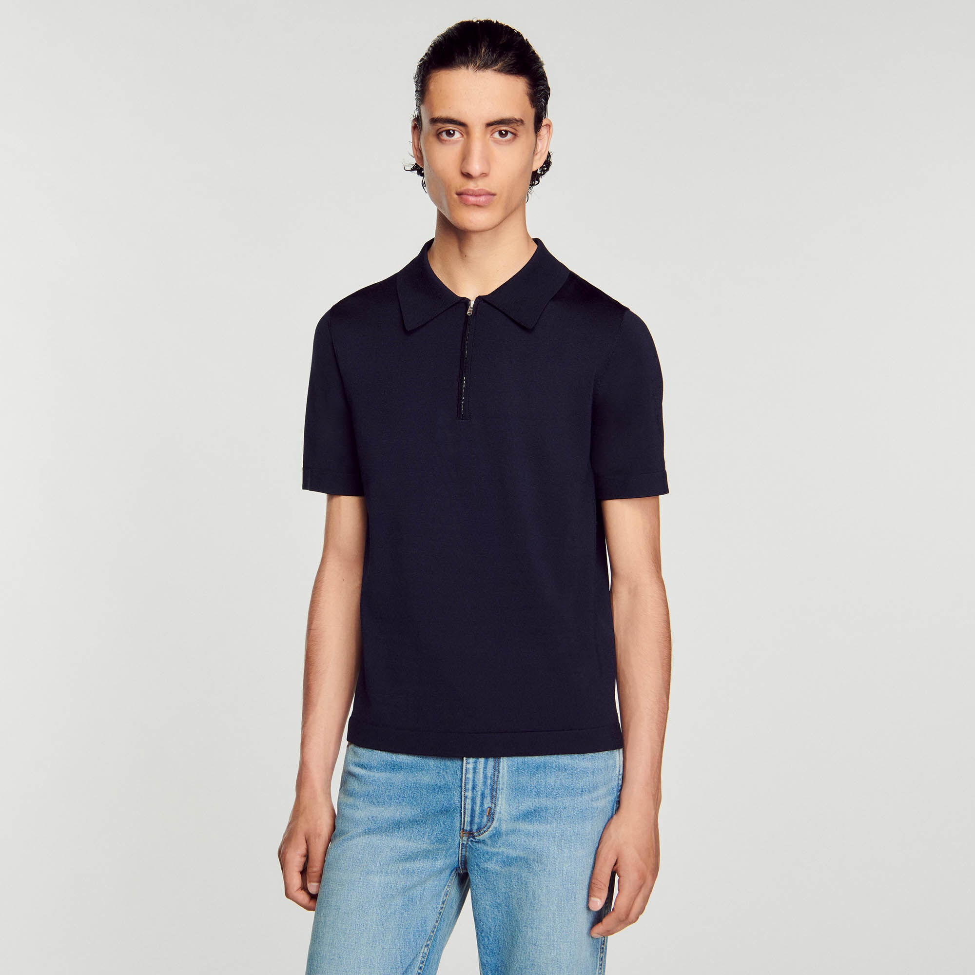 KNITTED POLO SHIRT WITH ZIP COLLAR - 6