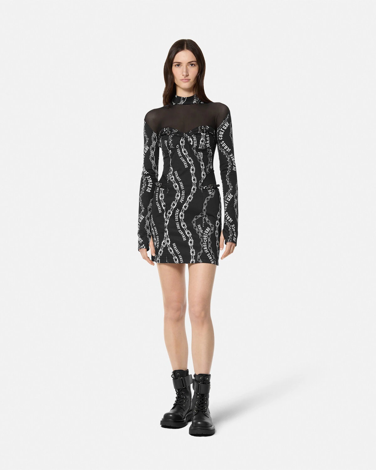 Chain Couture Mesh Mini Dress - 2