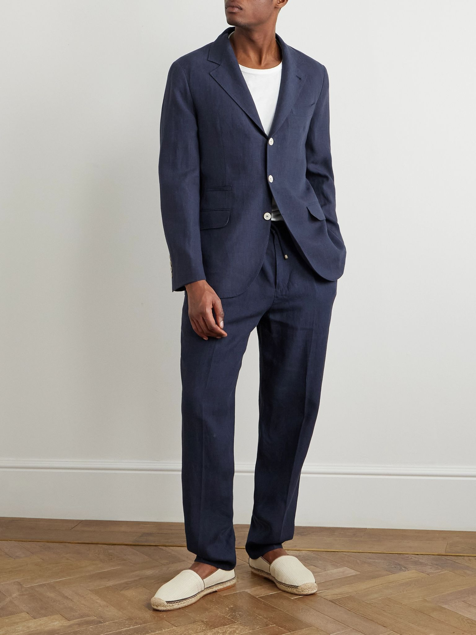 Linen Suit Jacket Navy - 2