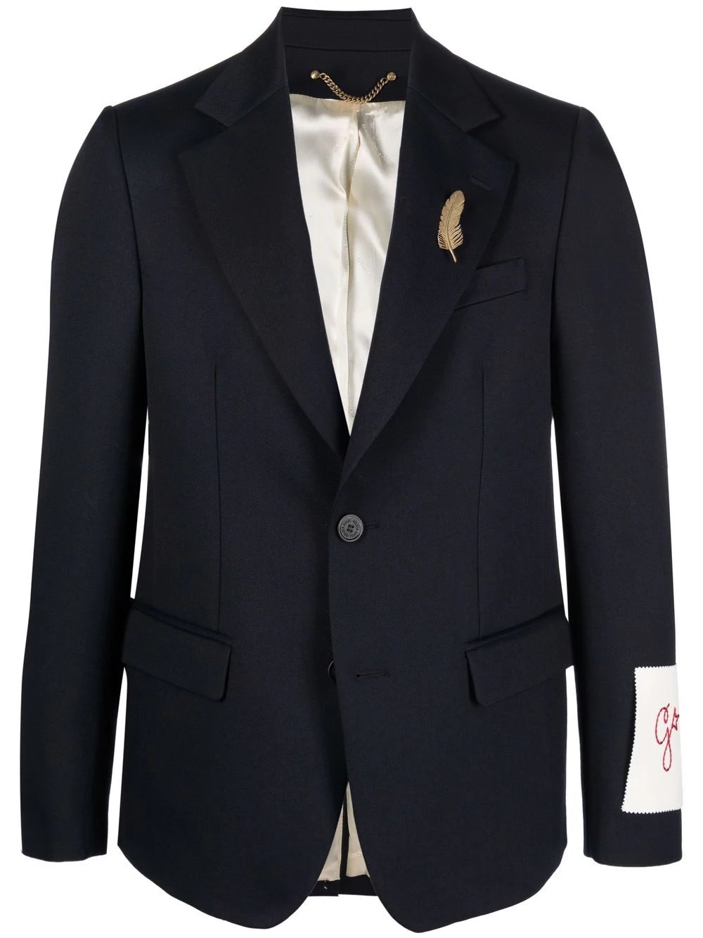 single-breasted logo-patch blazer - 1