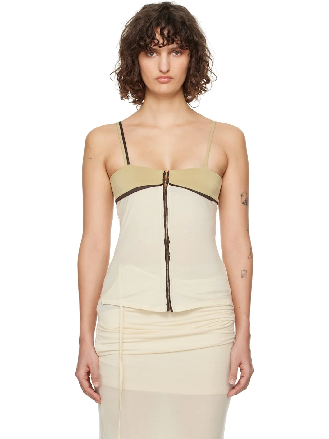 Off-White Contrast Trim Tank Top - 1