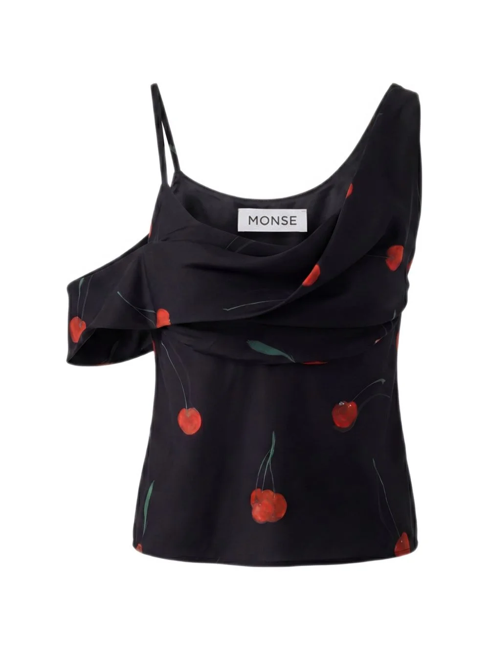 cherry-print draped top - 1