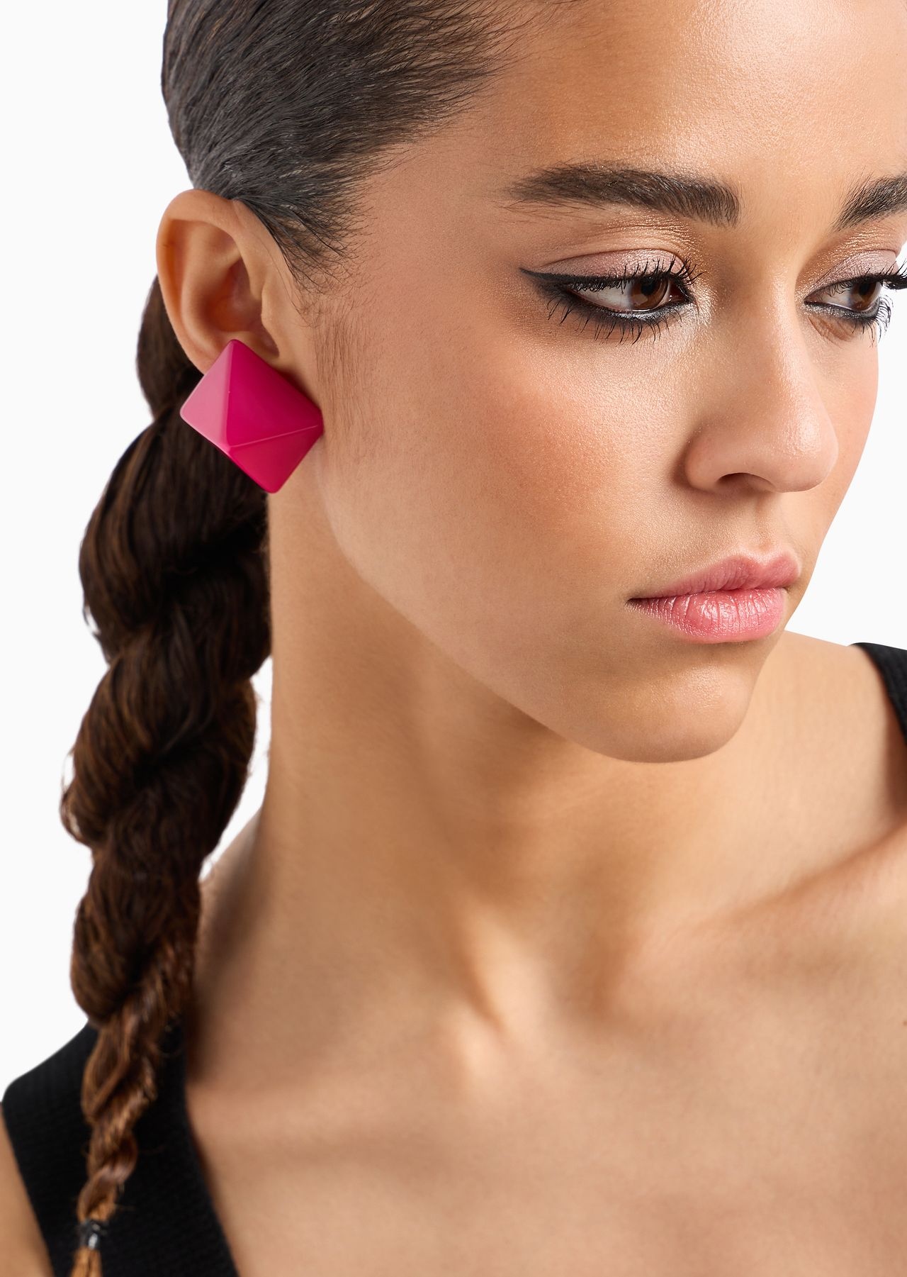 Oversize square faceted earrings - 3