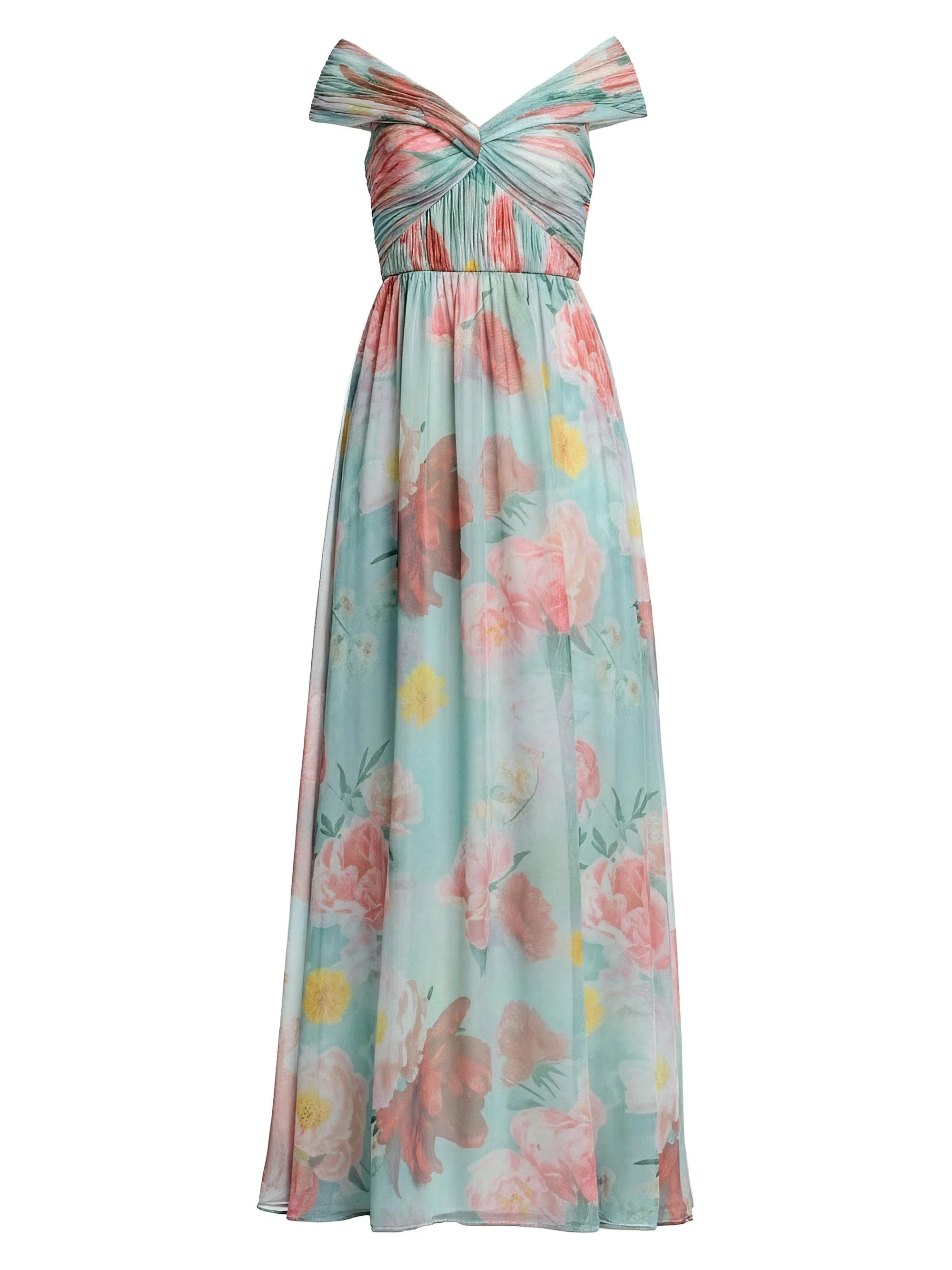 Women's Xyla Floral Chiffon A-Line Gown - Mint Multi - 1