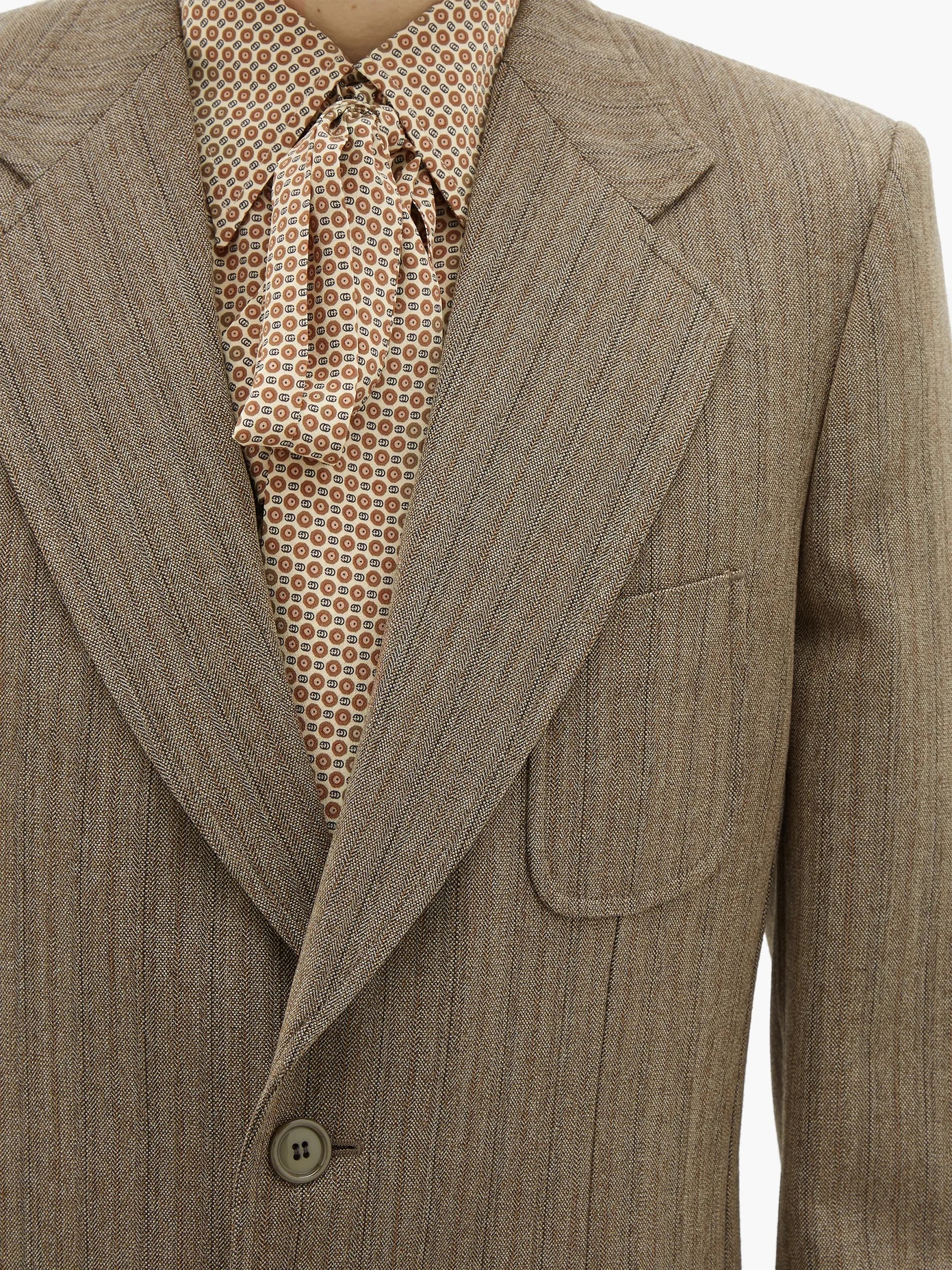 Single-breasted herringbone wool-blend blazer - 4