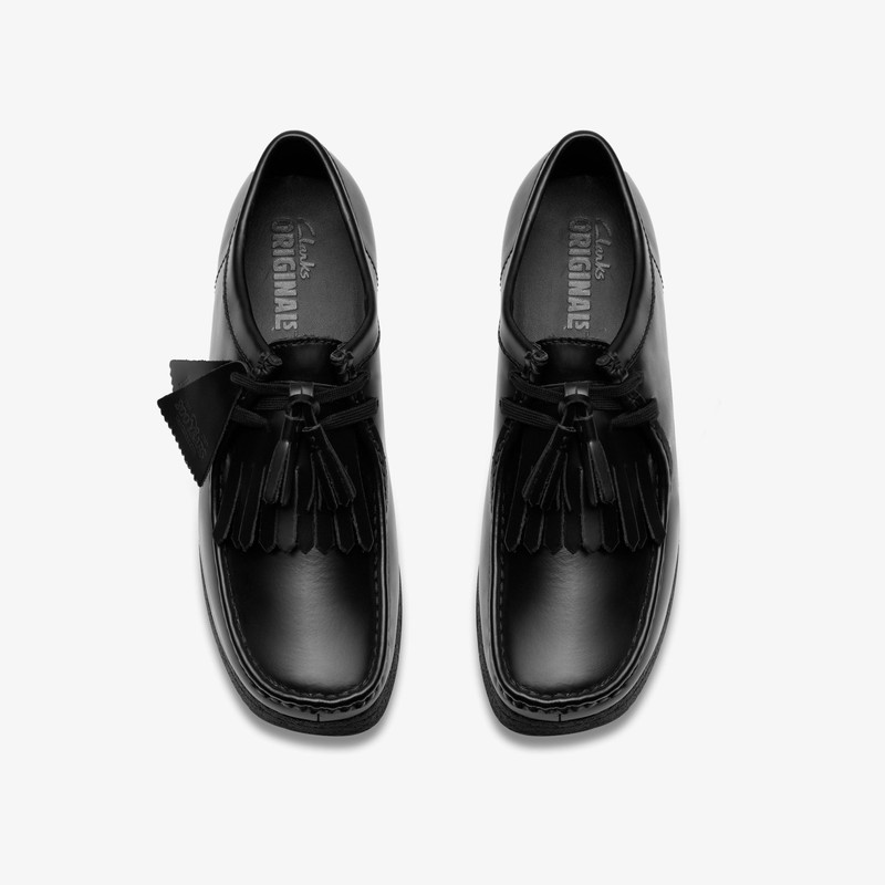 Wallabee Black Hi Shine Leather 7