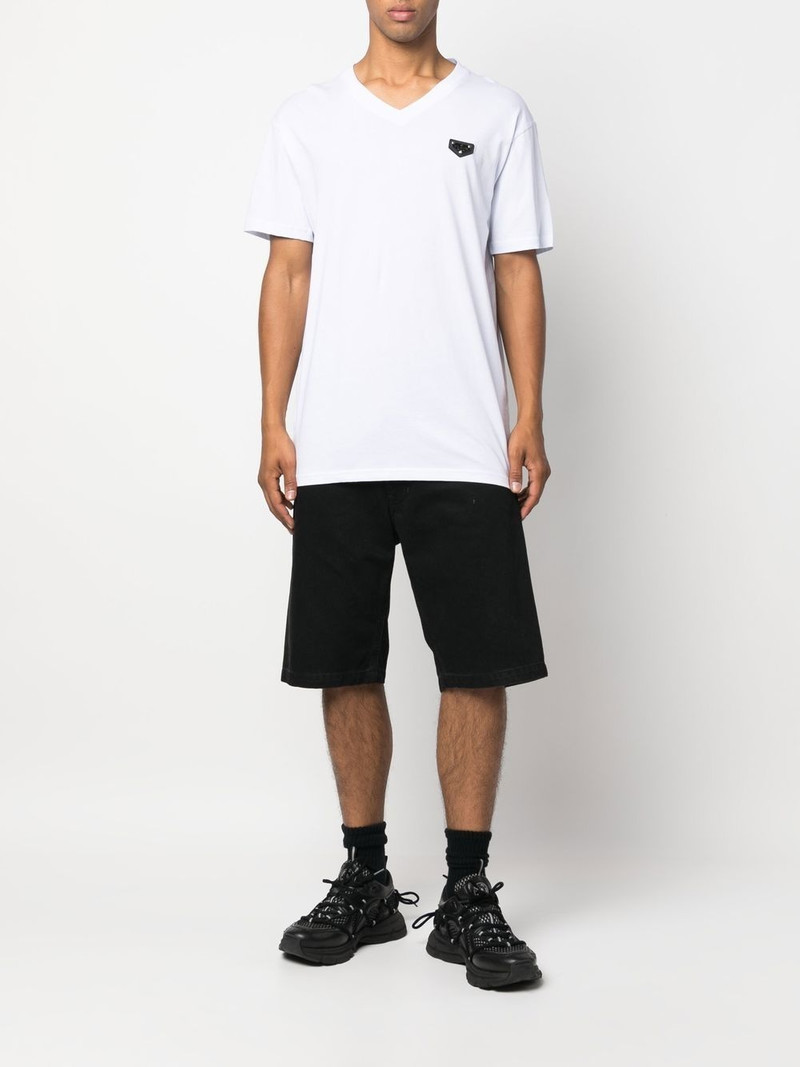 PHILIPP PLEIN logo-plaque V-neck T-shirt outlook