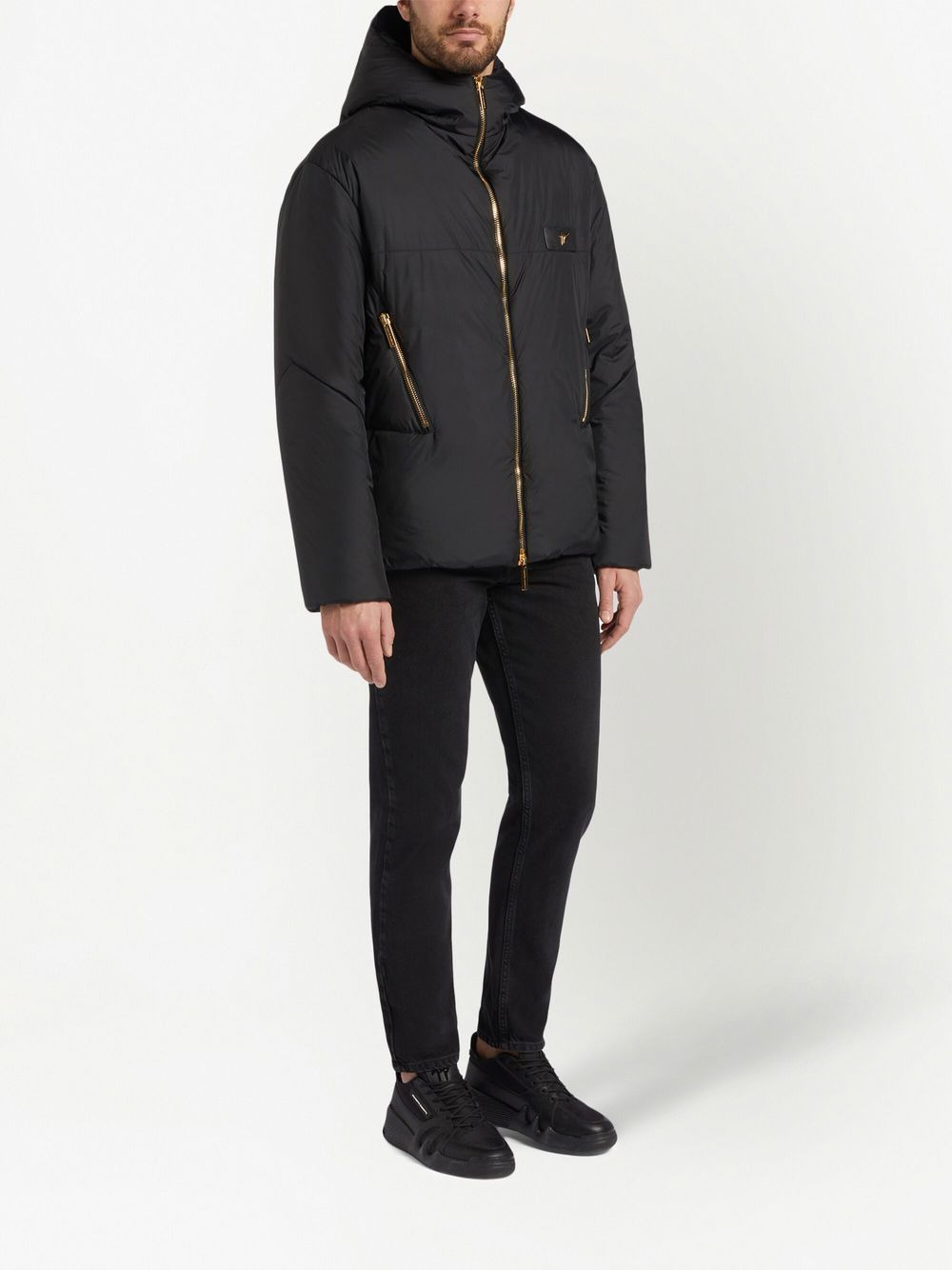 embroidered-logo zip-up bomber jacket - 2