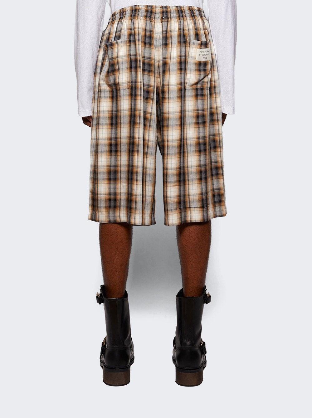 Check Shorts Beige And Black - 4
