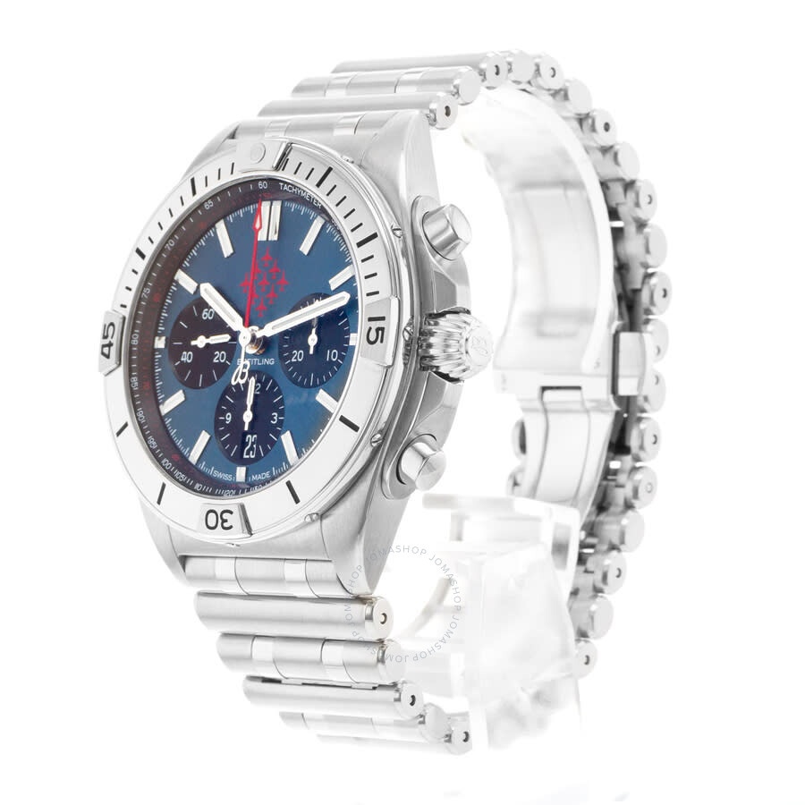 Pre-owned Breitling Chronomat 42 Chronograph Automatic Chronometer Blue Dial Men's Watch AB0134 - 4