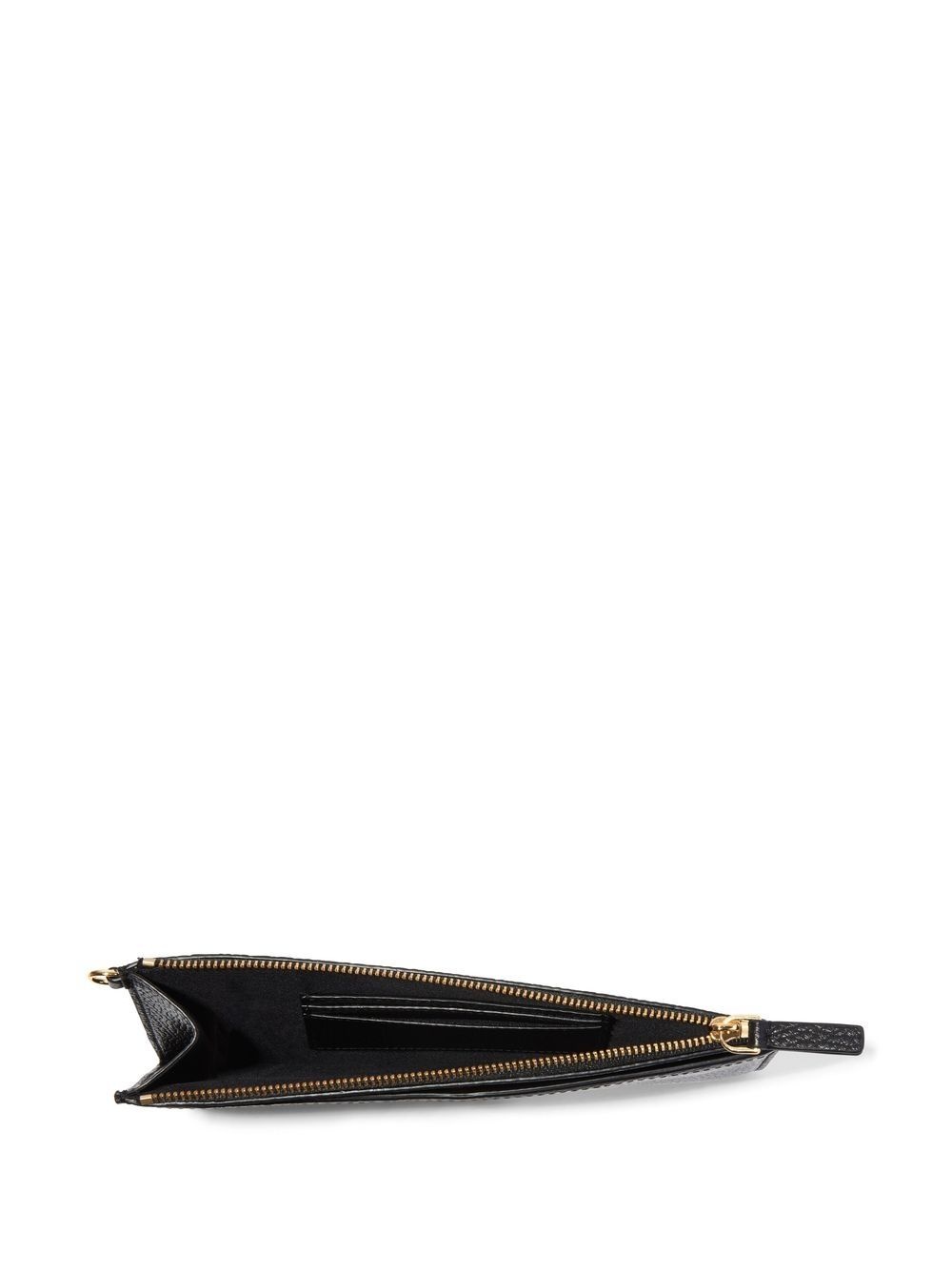 leather embossed-logo wristlet wallet - 3