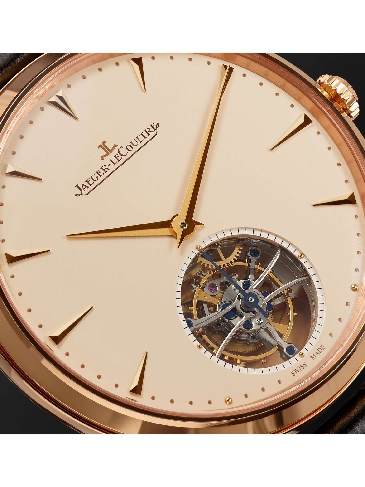 Master Ultra Thin Tourbillon 40mm 18-Karat Rose Gold and Alligator Watch - 6