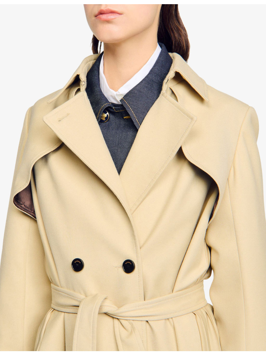 Belted-Waist Double-Breasted Stretch-Woven Trench - 5