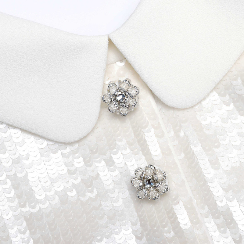 White Sequin Tailored Top 5