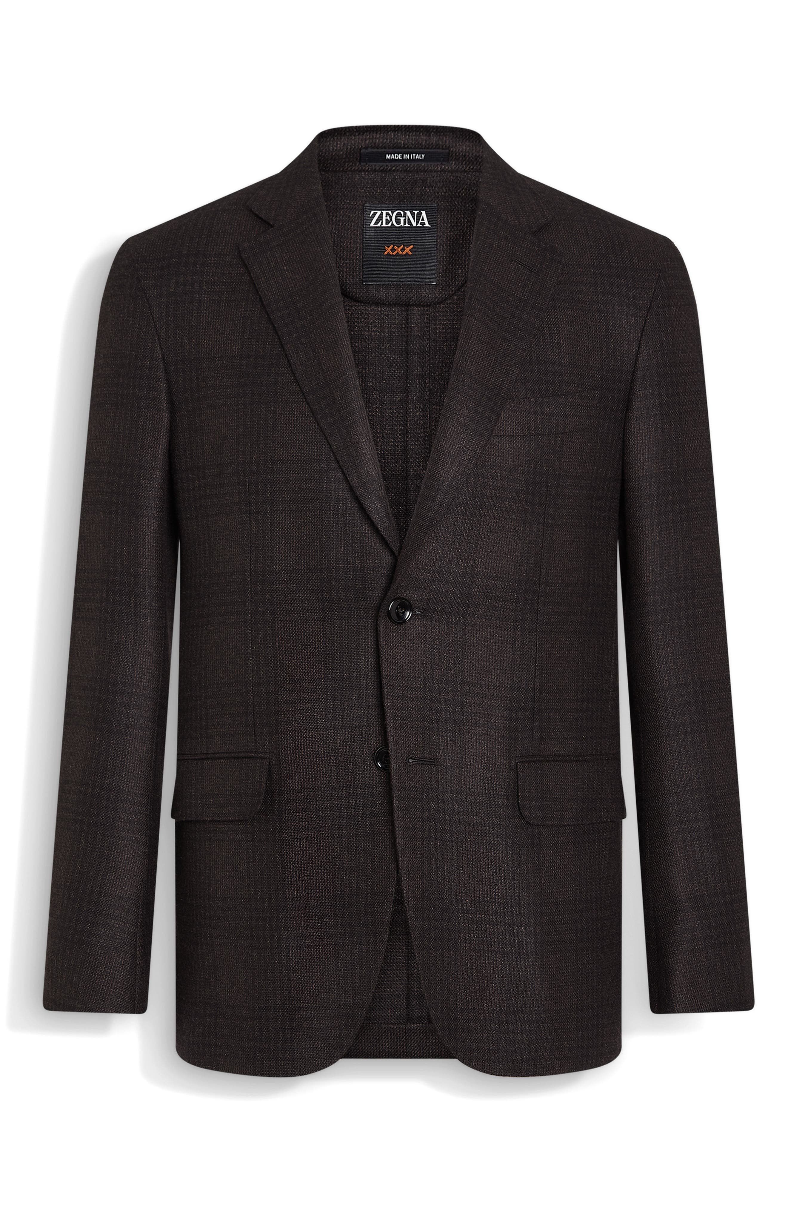 ZEGNA Couture Glen Plaid Cashmere & Silk Sport Coat in Dark Brown at Nordstrom - 4