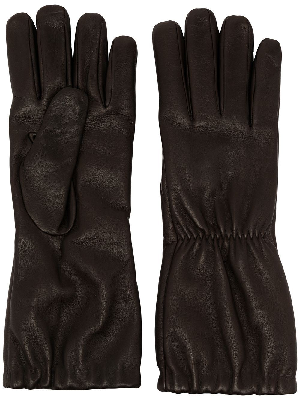 gathered leather gloves - 1